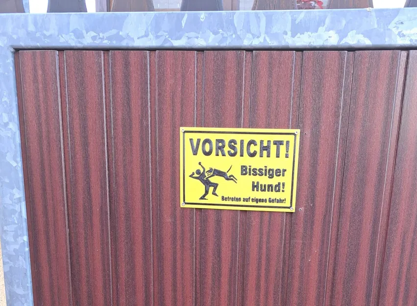 Biển Báo Chó Dữ - Vorsicht Bissiger Hund - Schild - Image 1