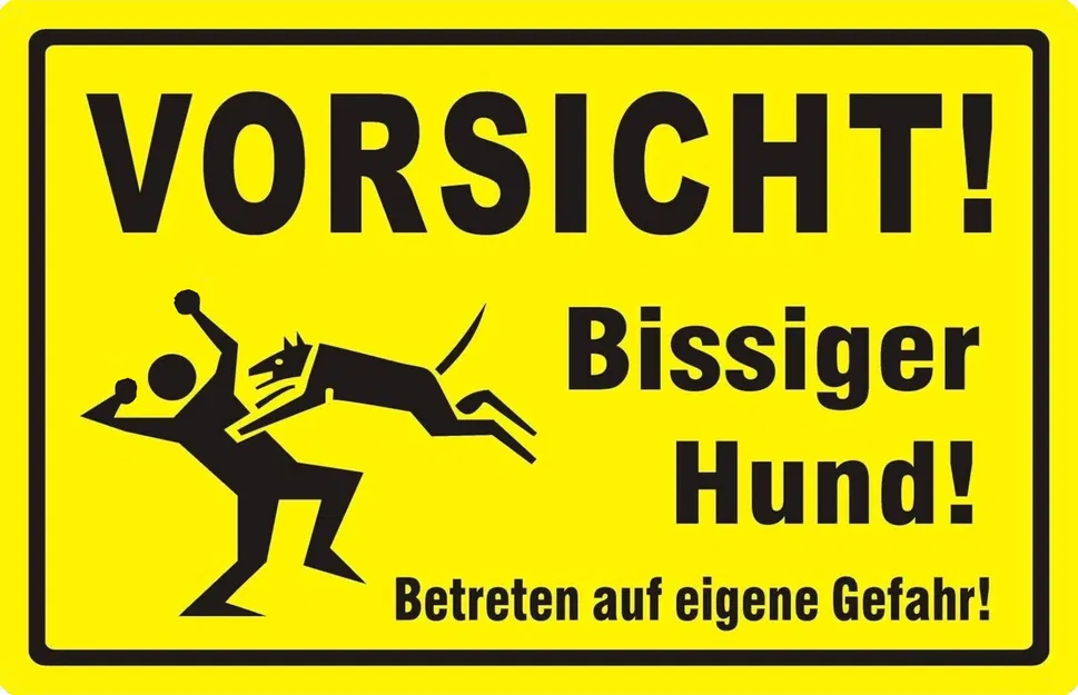 Biển Báo Chó Dữ - Vorsicht Bissiger Hund - Schild - Image 3