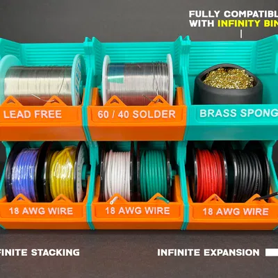 Infinity Spool Holders - Hộp Lưu Trữ Xếp Chồng - Dây, Thiếc Hàn, Ruy Băng