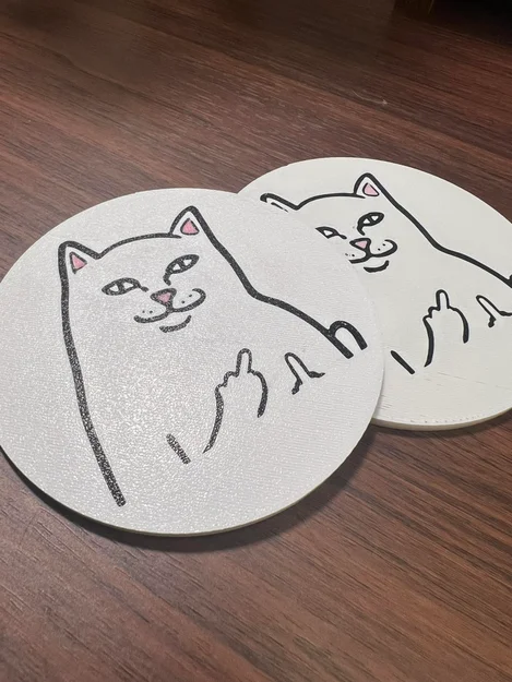 Đế lót ly - Mèo RipNDip giơ ngón giữa nhiều màu - Image 1