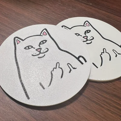 Đế lót ly - Mèo RipNDip giơ ngón giữa nhiều màu