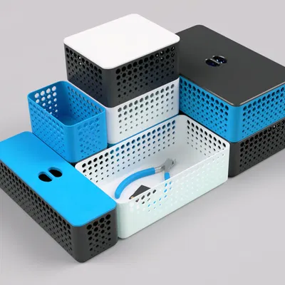 Hệ thống Giỏ Đựng Có Nắp Xếp Chồng Phiên bản Lục Giác