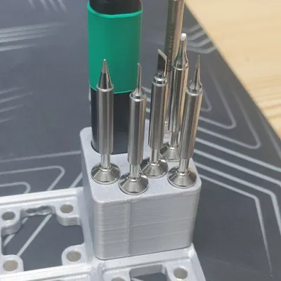 Hộp Đựng Pinecil Gridfinity Kèm Chỗ Cho Sáu Đầu Tip