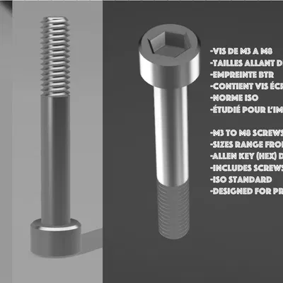 Bộ Ốc & Ecu Lục Giác Chìm (BTR) Tối Ưu Cho In 3D (M3-M8)