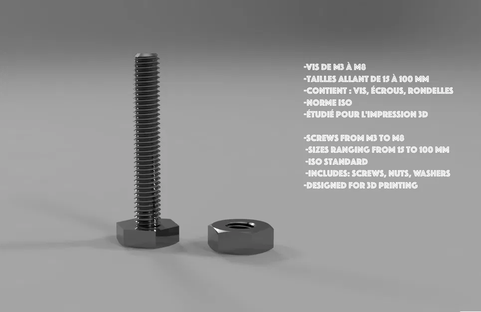 Tuyển Tập Ốc Vít Lục Giác Tối Ưu Cho In 3D (M3 đến M8) - Image 1