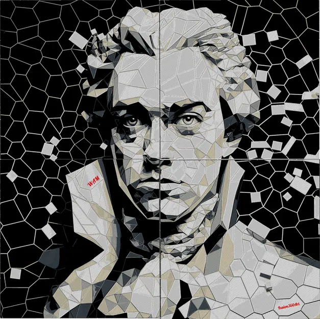Voronoi Mozart 16"x16" Nghệ Thuật Filament 3D - 4 Tấm - Image 8