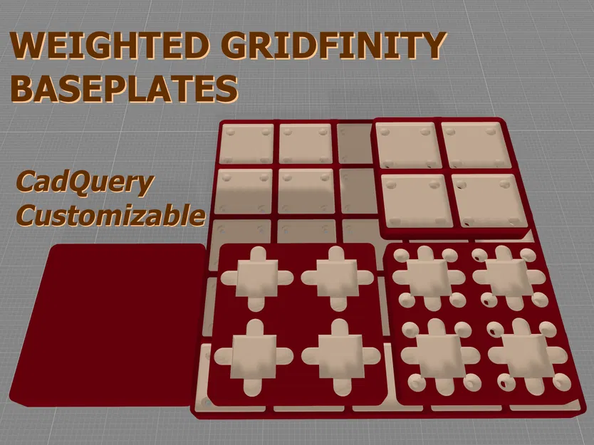 Đế Tấm Gridfinity Có Trọng Lượng Tùy Chỉnh Bằng CadQuery - Image 1