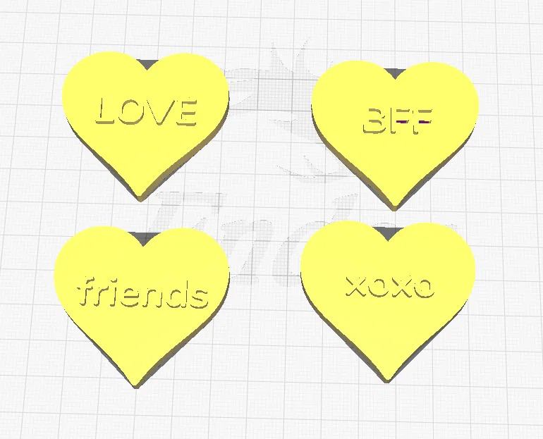 Mô Hình 3D Trái Tim - BFF, Friends, xoxo, LOVE - Image 1