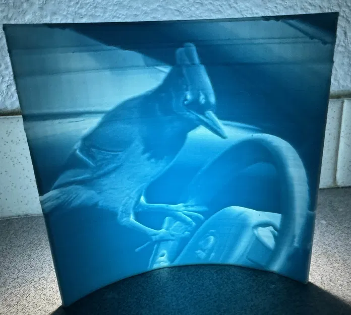 Ảnh Lithophane về Chim Sẻ Xanh Lái Xe - Image 1