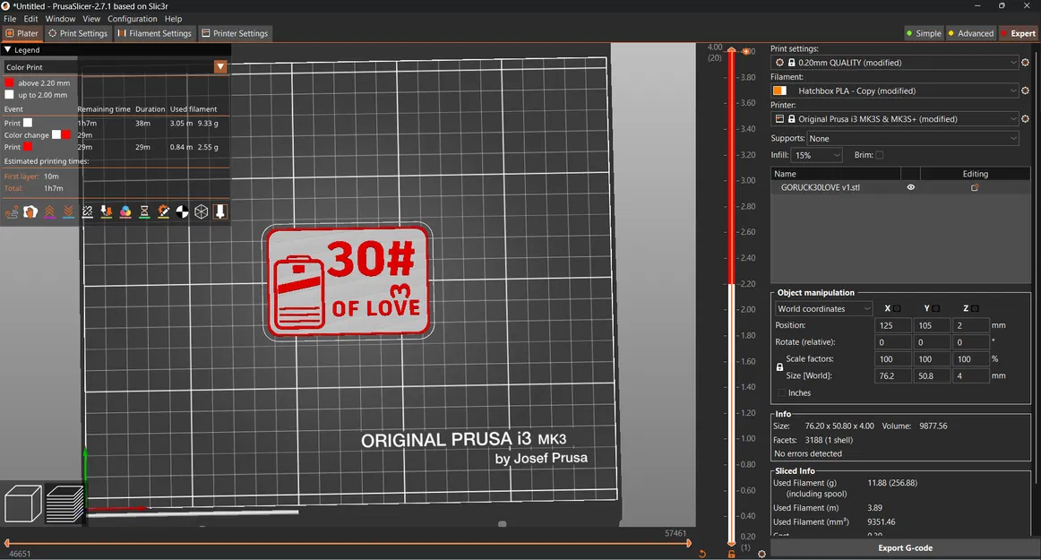 Patch "GORUCK 30# of Love 2x3" không cần support, in liền - Image 2