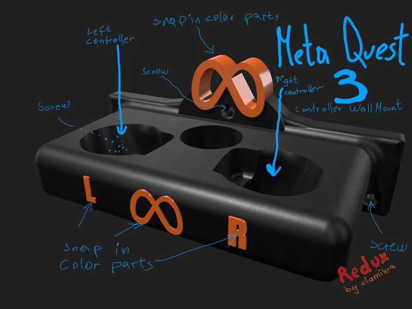 Giá Treo Tường Tay Cầm Meta Quest 3 (Phiên Bản Redux Đơn Giản) - Image 1