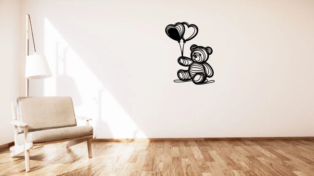 Tranh gấu Teddy với bong bóng treo tường - Image 1