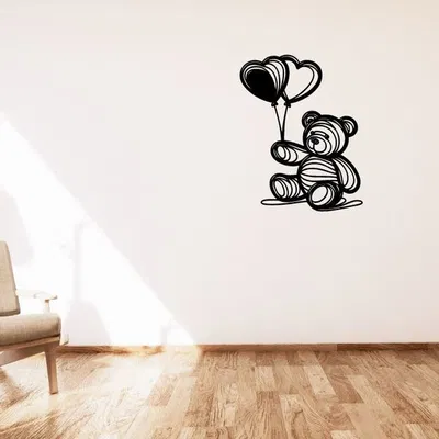 Tranh gấu Teddy với bong bóng treo tường