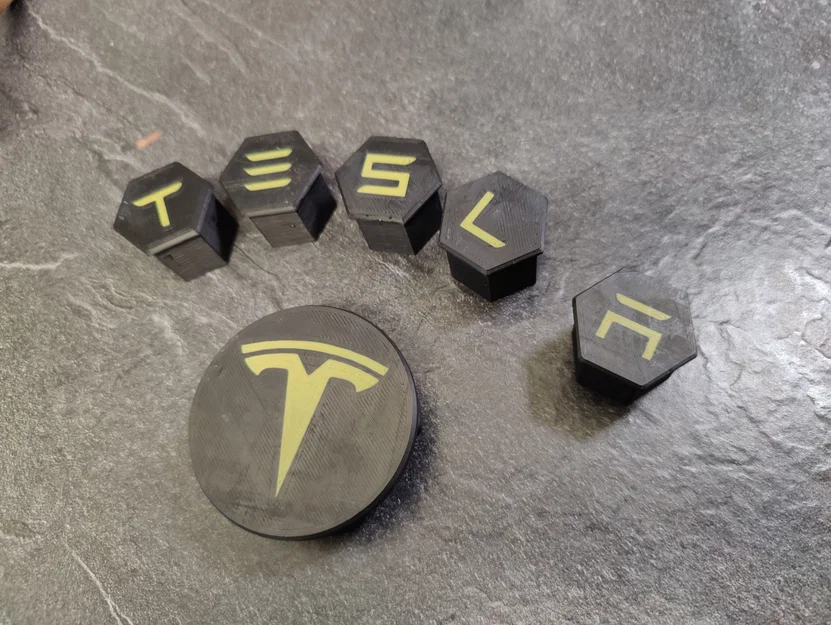 Nắp Chụp Mâm Xe Tesla - Bản Remix Có Logo In Màu - Image 2