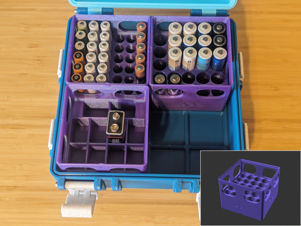 Hộp Đựng Pin Gridfinity (bản chỉnh sửa)