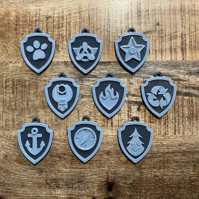 Huy hiệu Paw Patrol (móc khóa / mặt dây chuyền) Thẻ bài