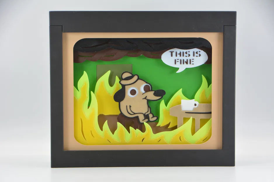Hộp Ảnh Shadow Box "This Is Fine" Meme - Image 1