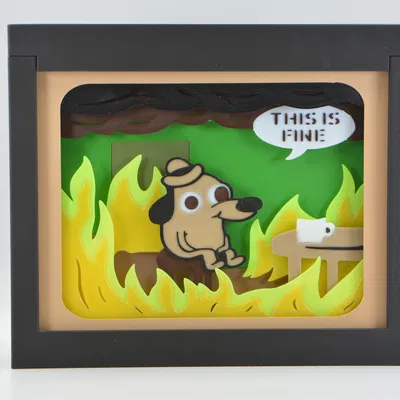 Hộp Ảnh Shadow Box "This Is Fine" Meme