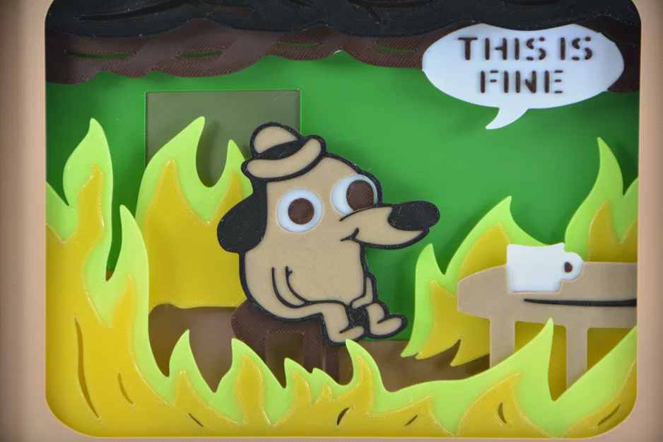 Hộp Ảnh Shadow Box "This Is Fine" Meme - Image 3