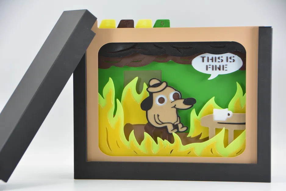 Hộp Ảnh Shadow Box "This Is Fine" Meme - Image 4