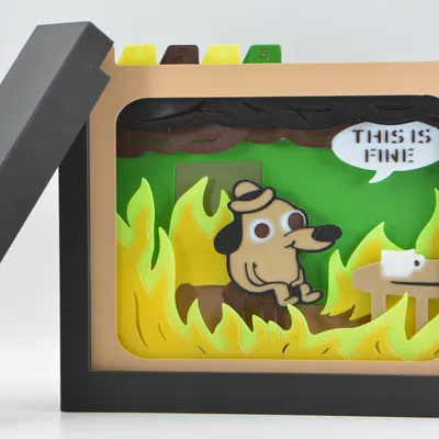 Hộp Ảnh Shadow Box "This Is Fine" Meme