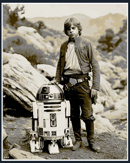 Mô hình Luke & R2D2 - Tranh vẽ bằng sợi Filament - Image 1