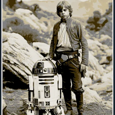 Mô hình Luke & R2D2 - Tranh vẽ bằng sợi Filament