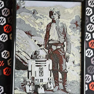 Mô hình Luke & R2D2 - Tranh vẽ bằng sợi Filament
