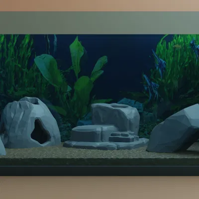 Gói Đá Low Poly Cho Hồ Cá Có Chỗ Trốn (Không Cần Support)