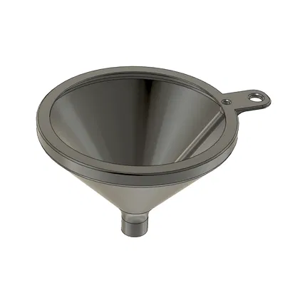 Phễu xăng có ống dẫn khí, gờ chống tràn, kèm ống nối S tháo rời