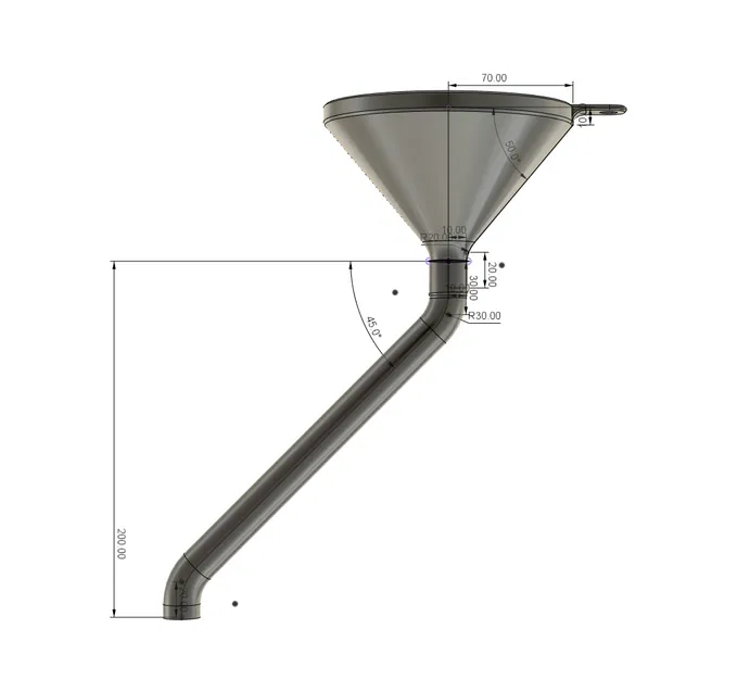 Phễu xăng có ống dẫn khí, gờ chống tràn, kèm ống nối S tháo rời - Image 4