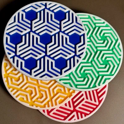 Miếng Lót Ly Họa Tiết Lục Giác Có Vòng Chống Tràn