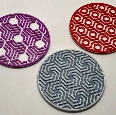 Miếng Lót Ly Họa Tiết Lục Giác Có Vòng Chống Tràn