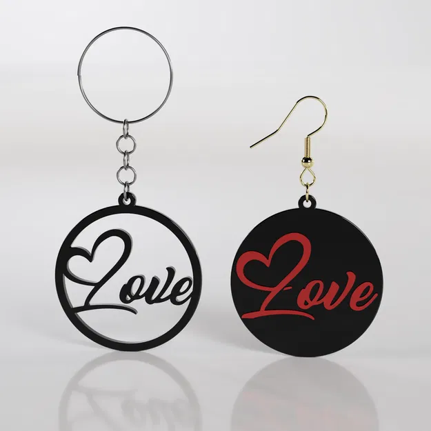 Móc Khóa Mặt Dây Chuyền Hoa Tai Tình Yêu - Image 1