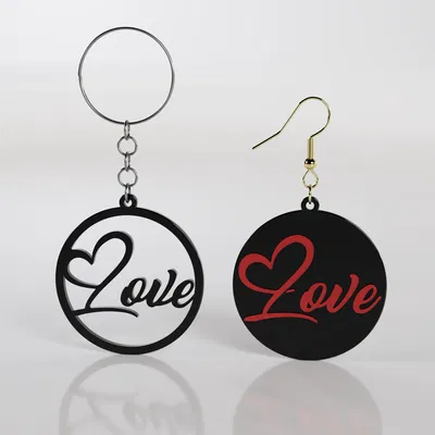 Móc Khóa Mặt Dây Chuyền Hoa Tai Tình Yêu