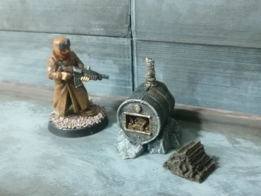 Bếp Lò Thùng (Barrel Stove) Cho Game Miniature - Image 1