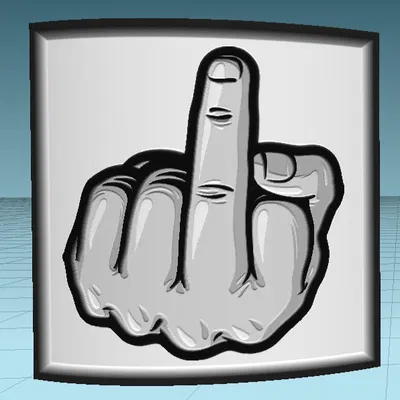 Hình Ngón Giữa Lithophane Cong 80 Độ Khổ 100x100