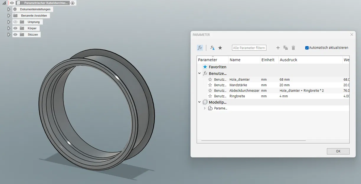 Tắc kê/Đầu nối cáp có thể tùy chỉnh / Parametrischer Kabeldurchlass - Image 1