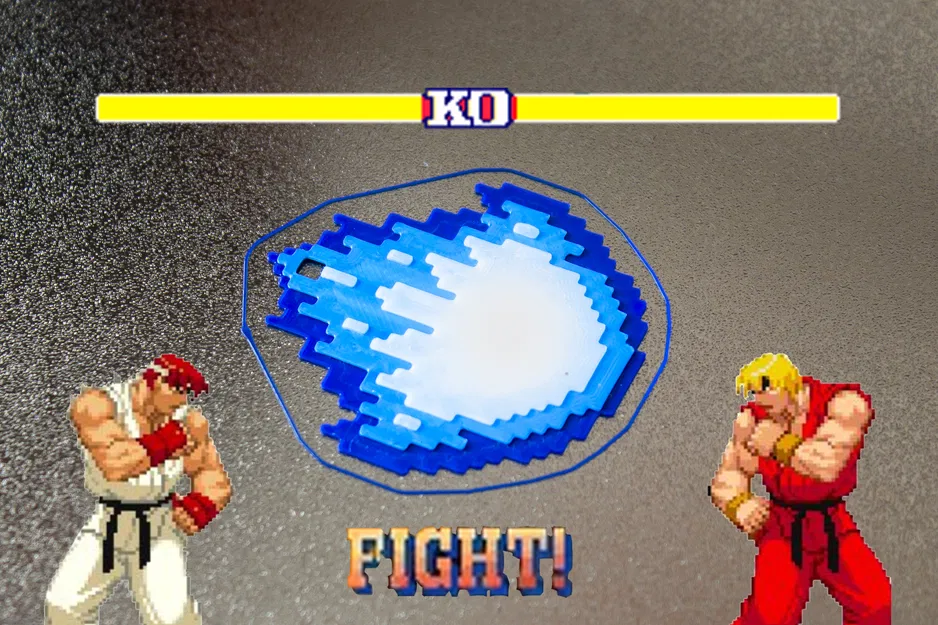 Hadouken - Móc khóa / Dây đeo chìa khóa / Dấu hiệu chìa khóa / Charm chìa khóa - Game Retro - Pixel Art - In nhanh dễ - Image 1