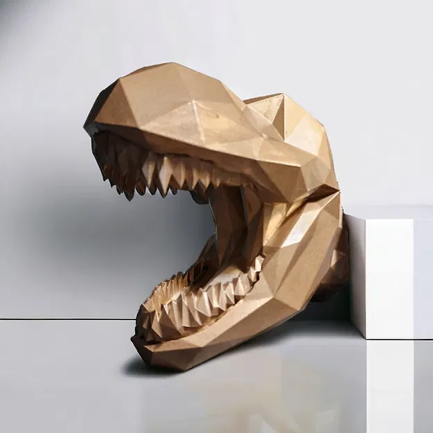 Wallasaurus Rex - Tượng Đầu Khủng Long Treo Tường Phong Cách Hình Học - Image 1