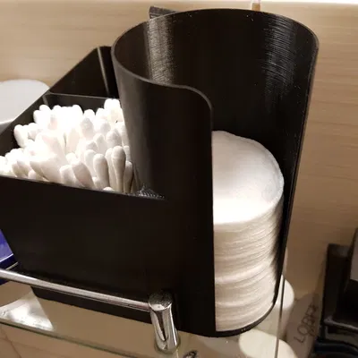 Hộp 4 ngăn rộng rãi đựng tăm bông, bông tẩy trang, có nắp đậy