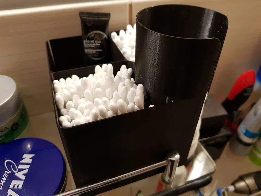 Hộp 4 ngăn rộng rãi đựng tăm bông, bông tẩy trang, có nắp đậy - Image 2