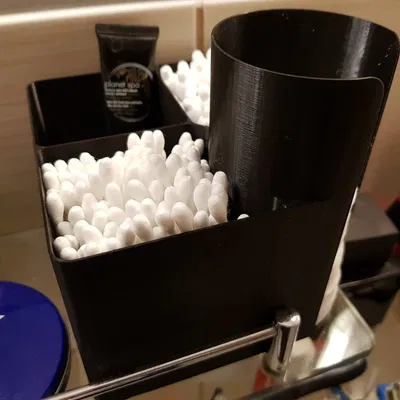 Hộp 4 ngăn rộng rãi đựng tăm bông, bông tẩy trang, có nắp đậy