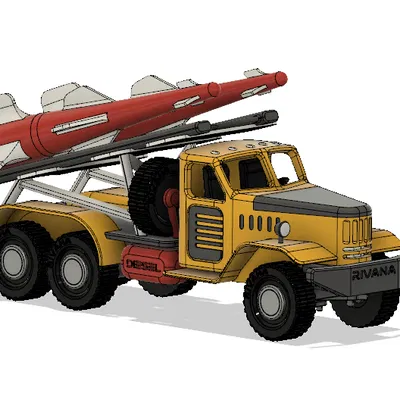 Xe Tải Vận Chuyển Tên Lửa Màu Vàng Có Bộ Phận Chuyển Động