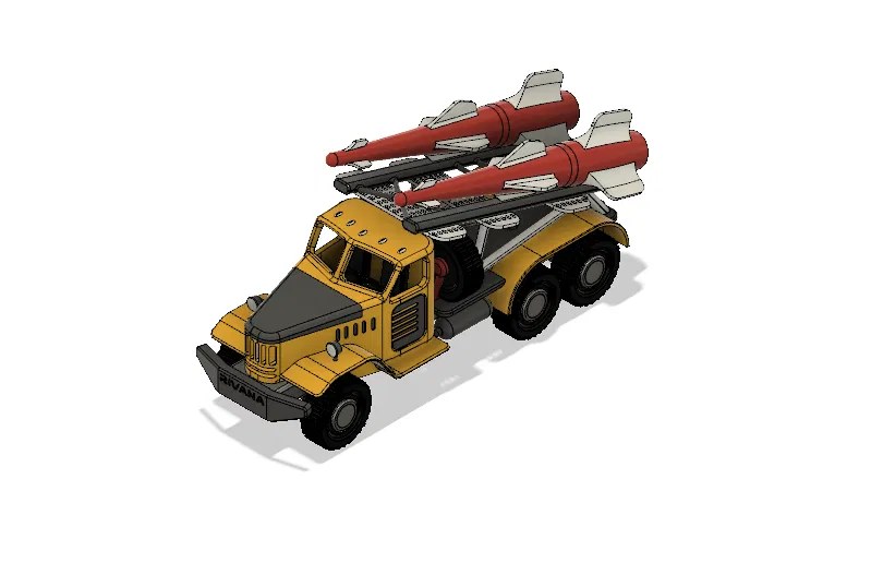 Xe Tải Vận Chuyển Tên Lửa Màu Vàng Có Bộ Phận Chuyển Động - Image 4