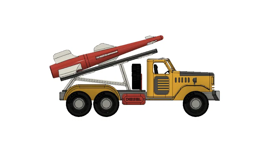 Xe Tải Vận Chuyển Tên Lửa Màu Vàng Có Bộ Phận Chuyển Động - Image 5