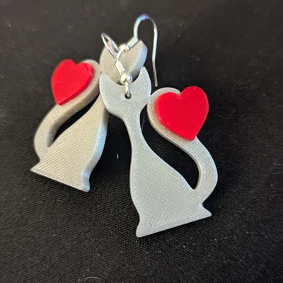 Bông Tai Mèo Ôm Tim: Dễ Dàng In 2 Màu