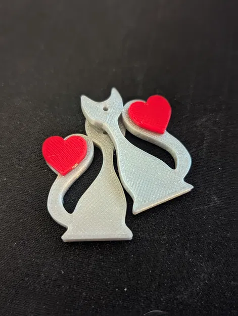 Bông Tai Mèo Ôm Tim: Dễ Dàng In 2 Màu - Image 2