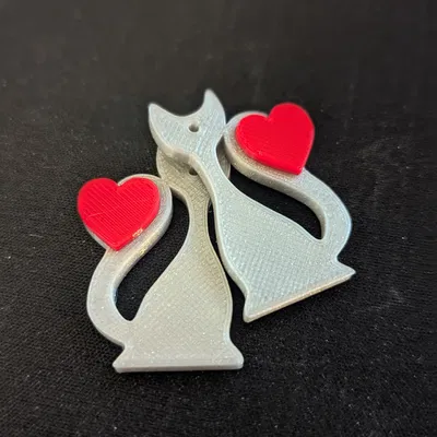 Bông Tai Mèo Ôm Tim: Dễ Dàng In 2 Màu