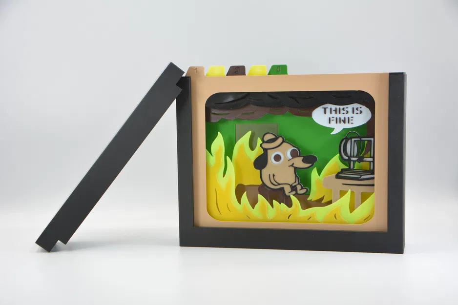 This Is Fine - Máy In 3D Bốc Cháy - Hộp Bóng Đổ - Image 6